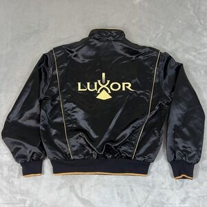 Vintage Luxor Las Vegas Jacket Mens Medium Black Satin Bomber Casino 90s‎